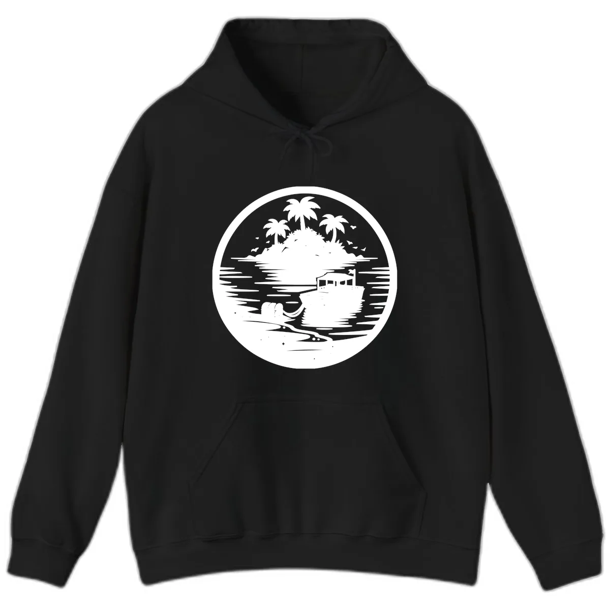 Treasure Island Boat Adventure Hoodie in Black