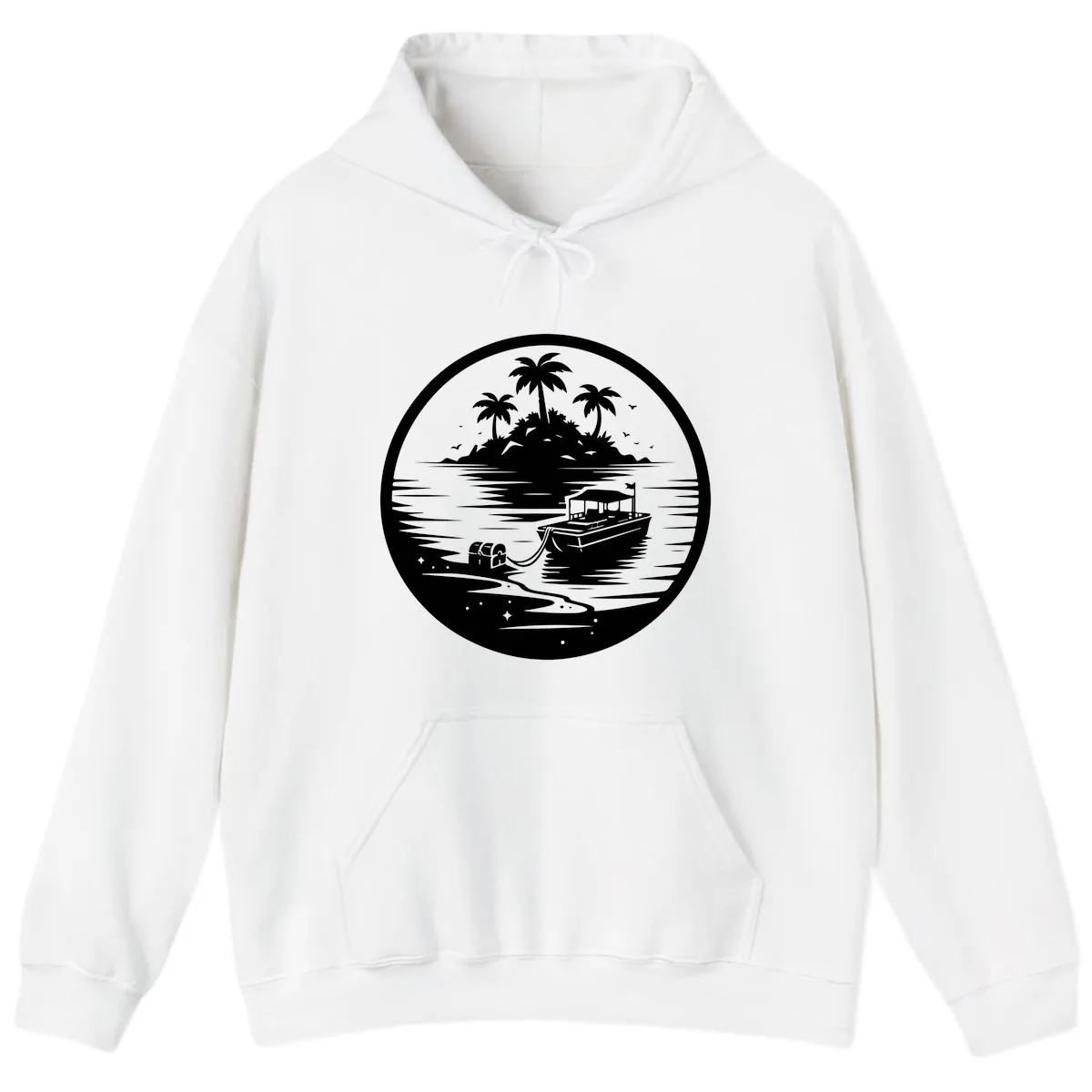 Treasure Island Boat Adventure Hoodie in White