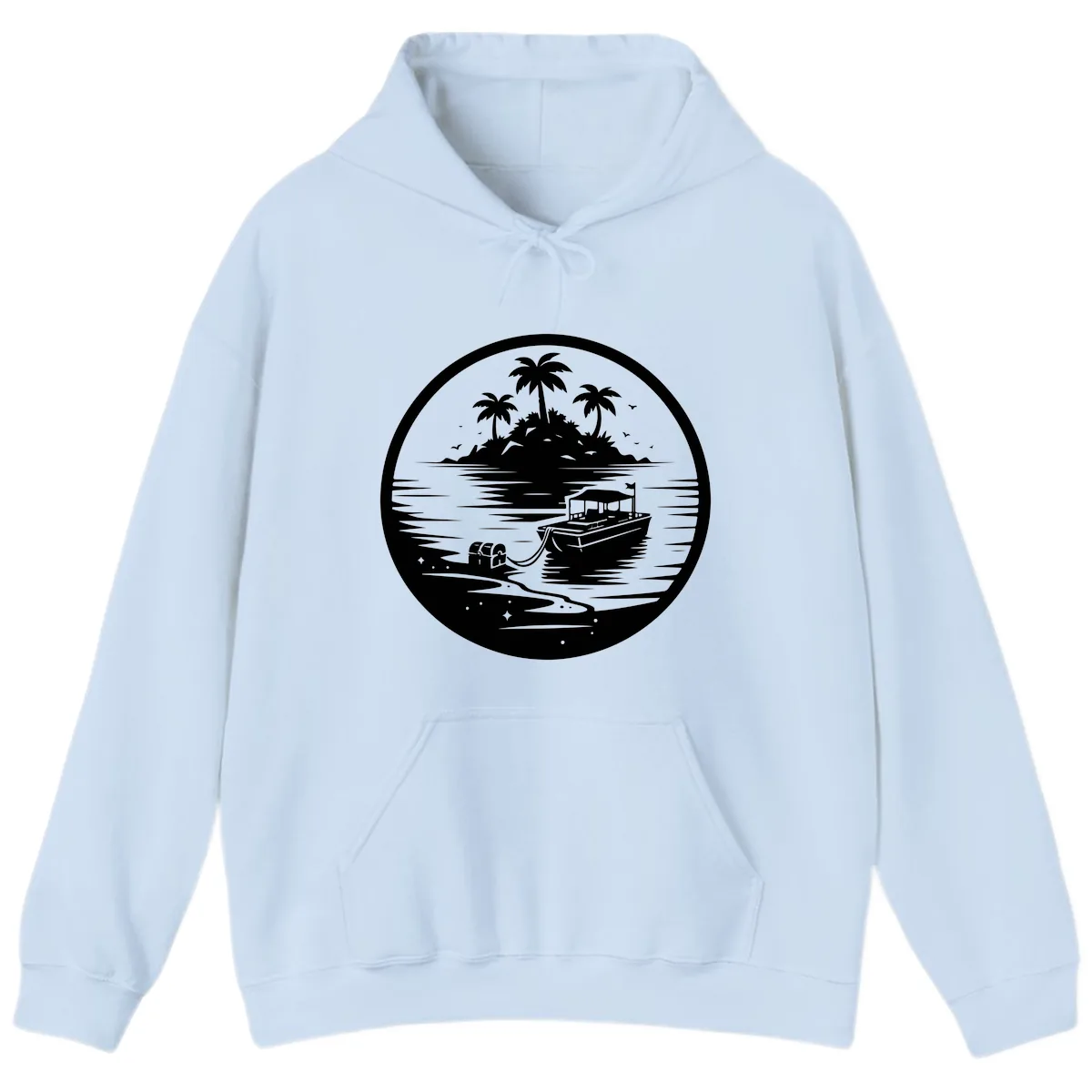 Treasure Island Boat Adventure Hoodie in Light Blue