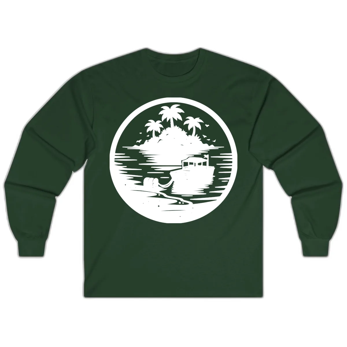 Treasure Island Boat Adventure Long Sleeve in Forest Green