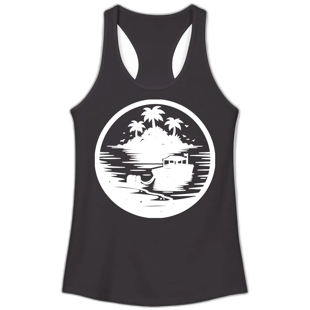 Treasure Island Boat Adventure Ladies Tank in Black