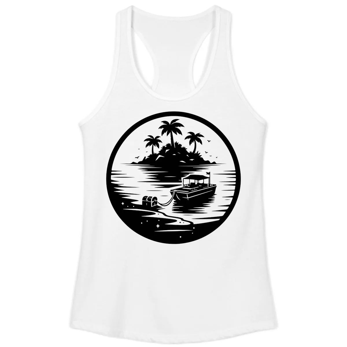 Treasure Island Boat Adventure Ladies Tank in White