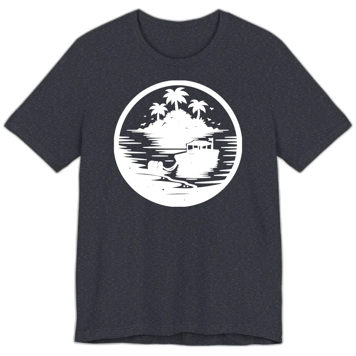 Treasure Island Boat Adventure Premium T-Shirt in Heather Navy