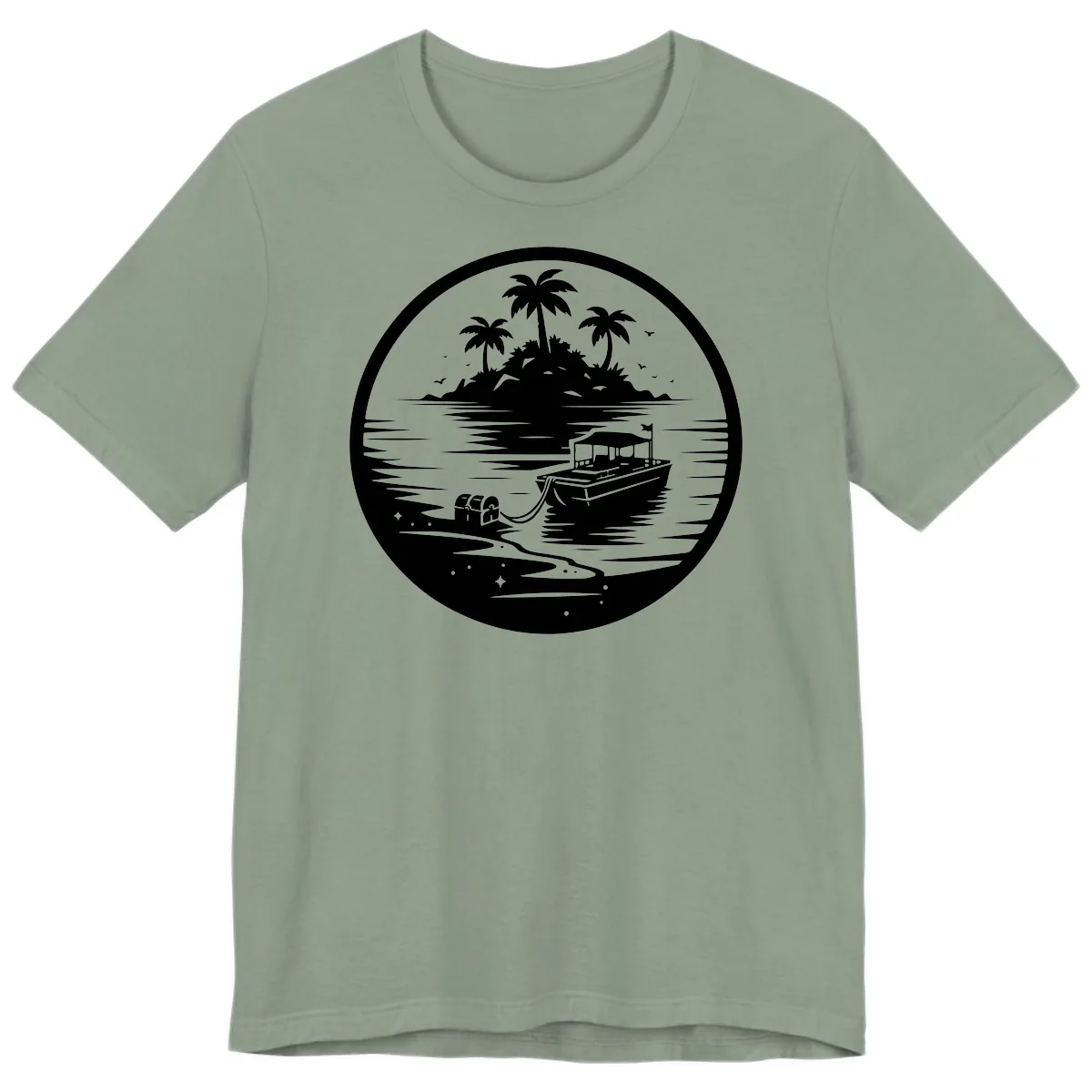Treasure Island Boat Adventure Premium T-Shirt in Sage