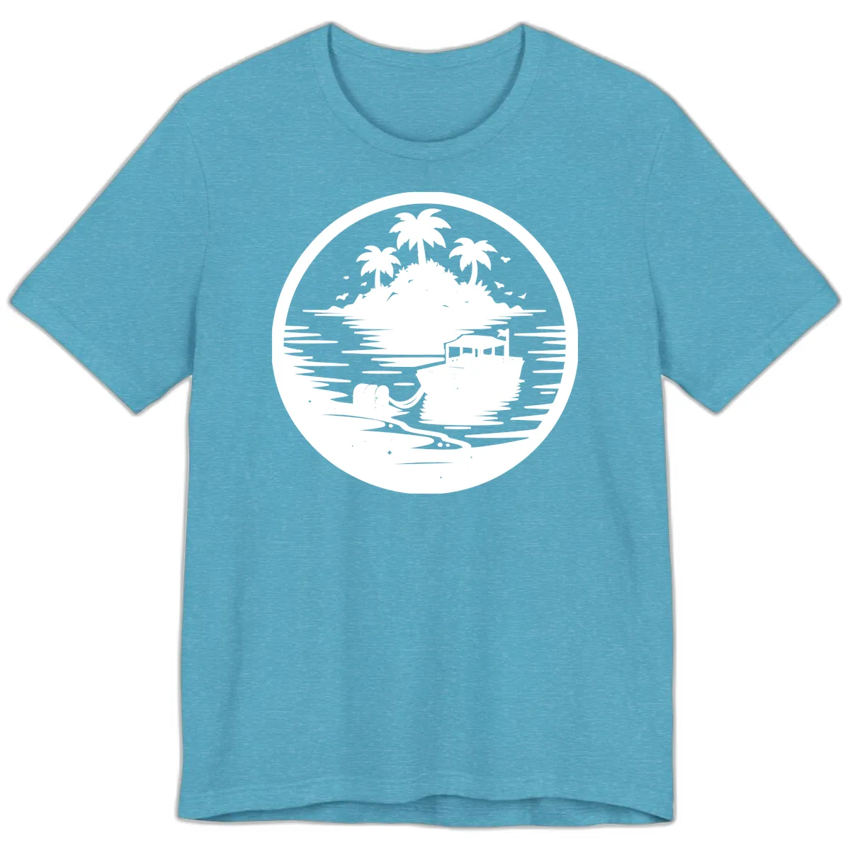 Treasure Island Boat Adventure Premium T-Shirt in Heather Aqua