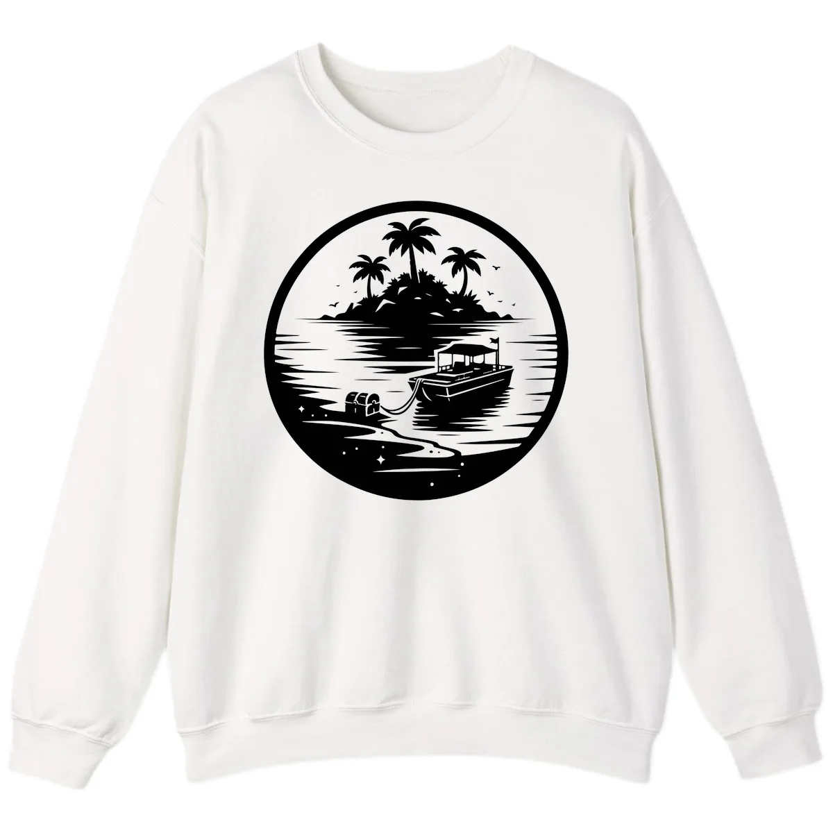 Treasure Island Boat Adventure Sweatshirt in White