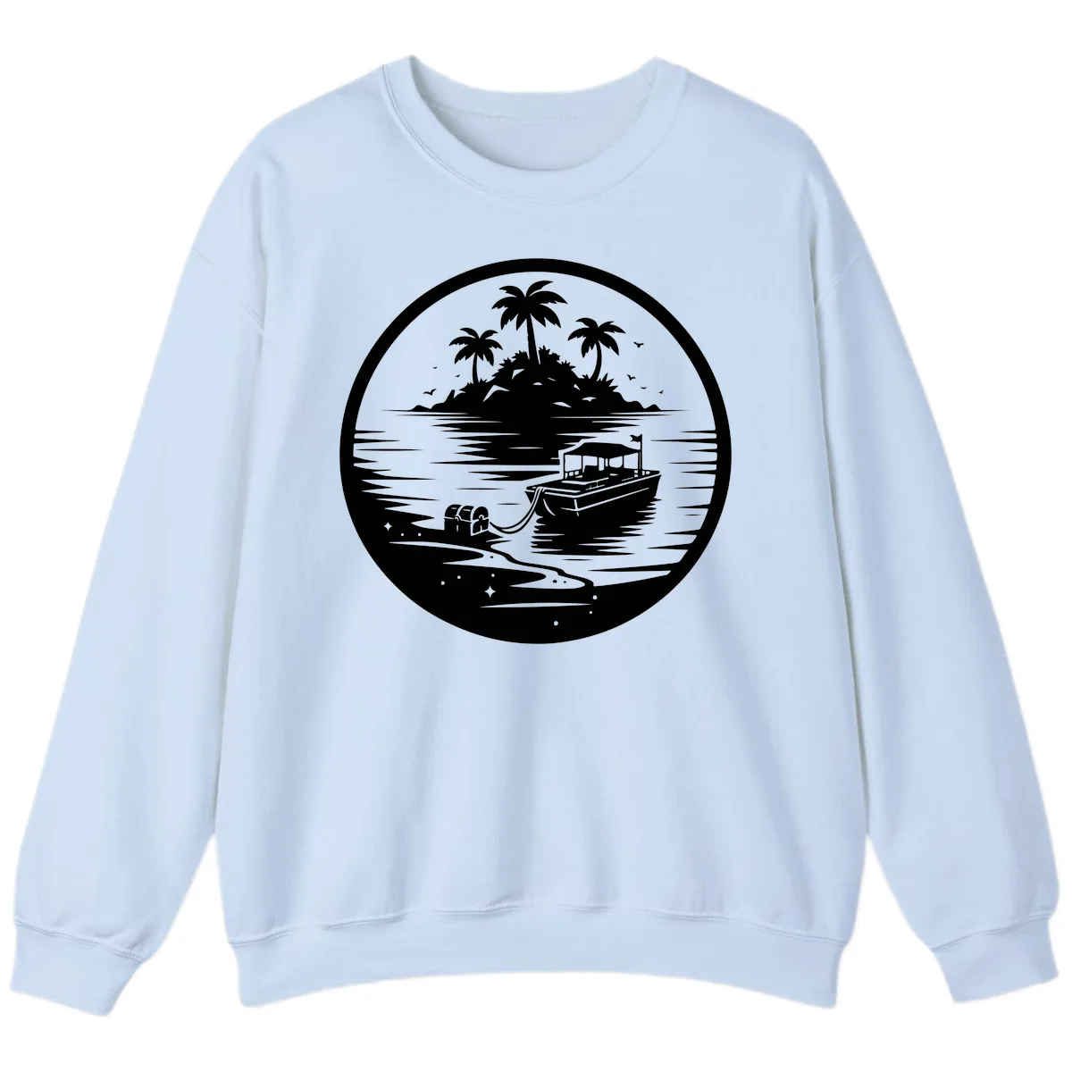 Treasure Island Boat Adventure Sweatshirt in Light Blue