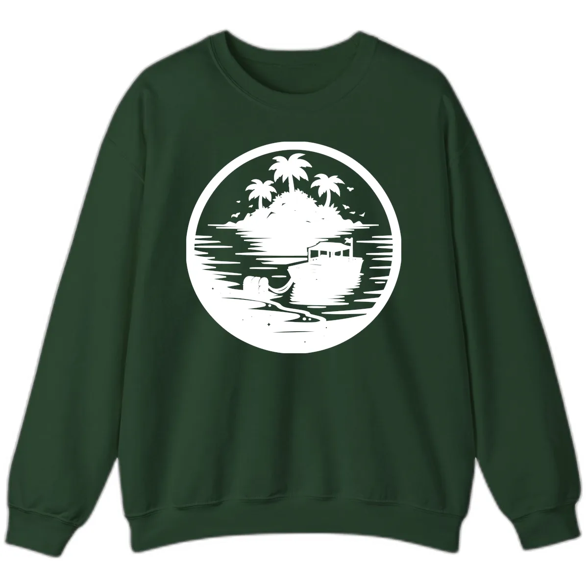 Treasure Island Boat Adventure Sweatshirt in Forest Green