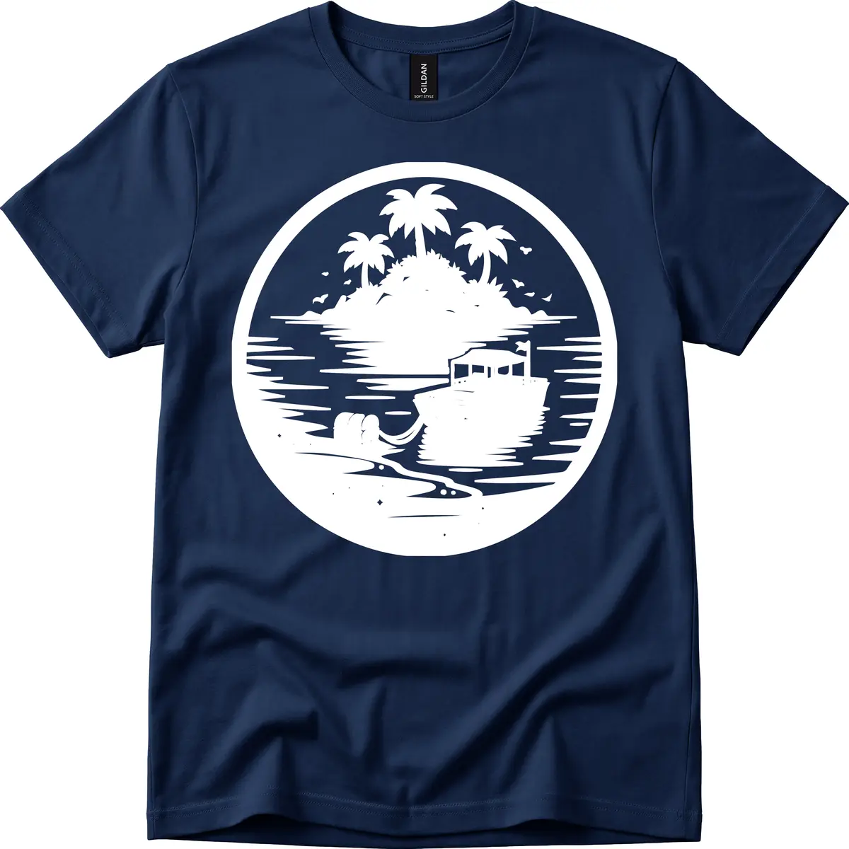 Treasure Island Boat Adventure T-Shirt in Navy
