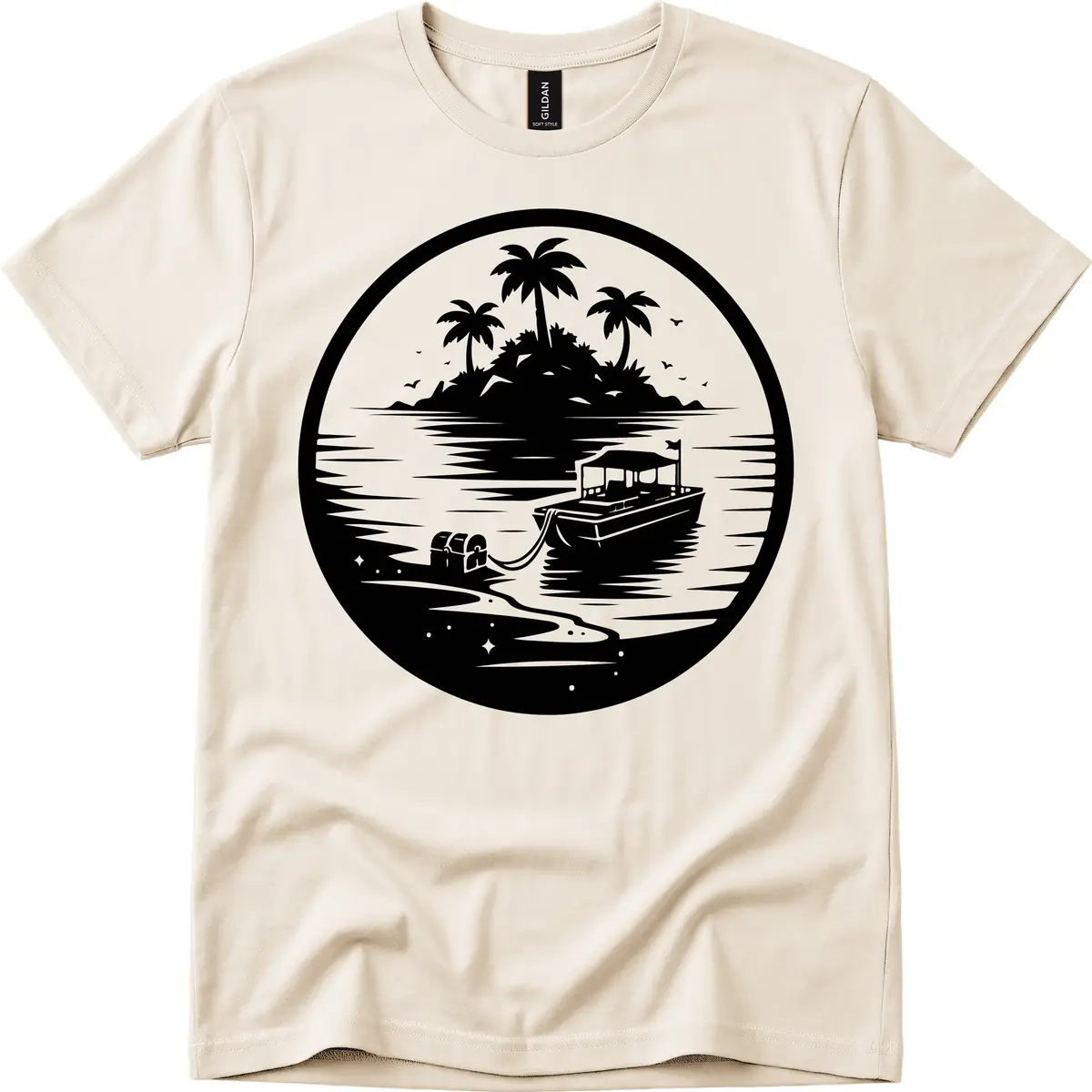 Treasure Island Boat Adventure T-Shirt in Natural