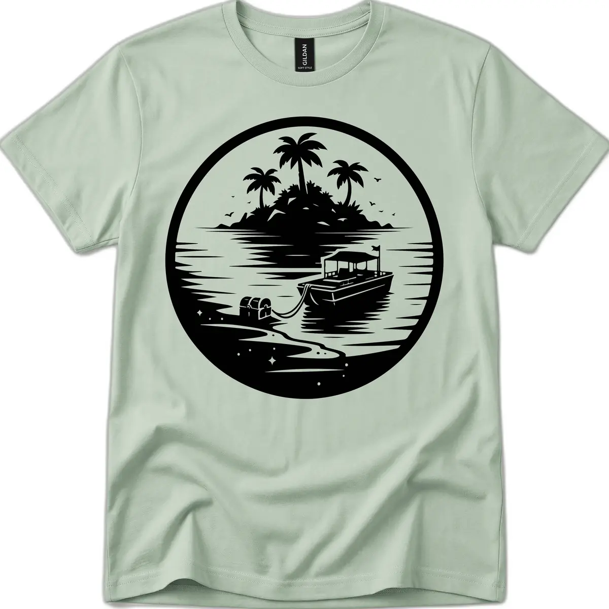 Treasure Island Boat Adventure T-Shirt in Sage