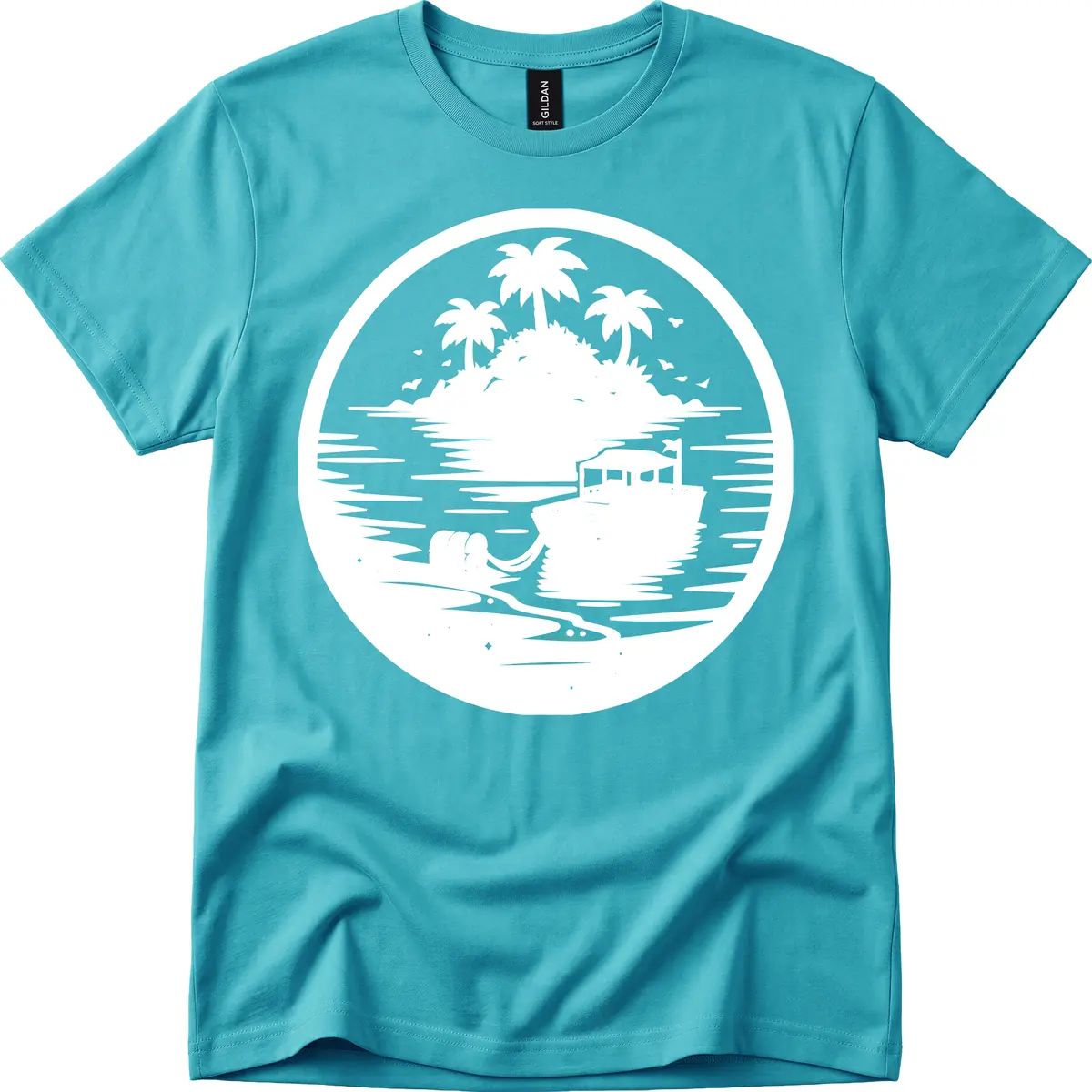 Treasure Island Boat Adventure T-Shirt in Tropical Blue