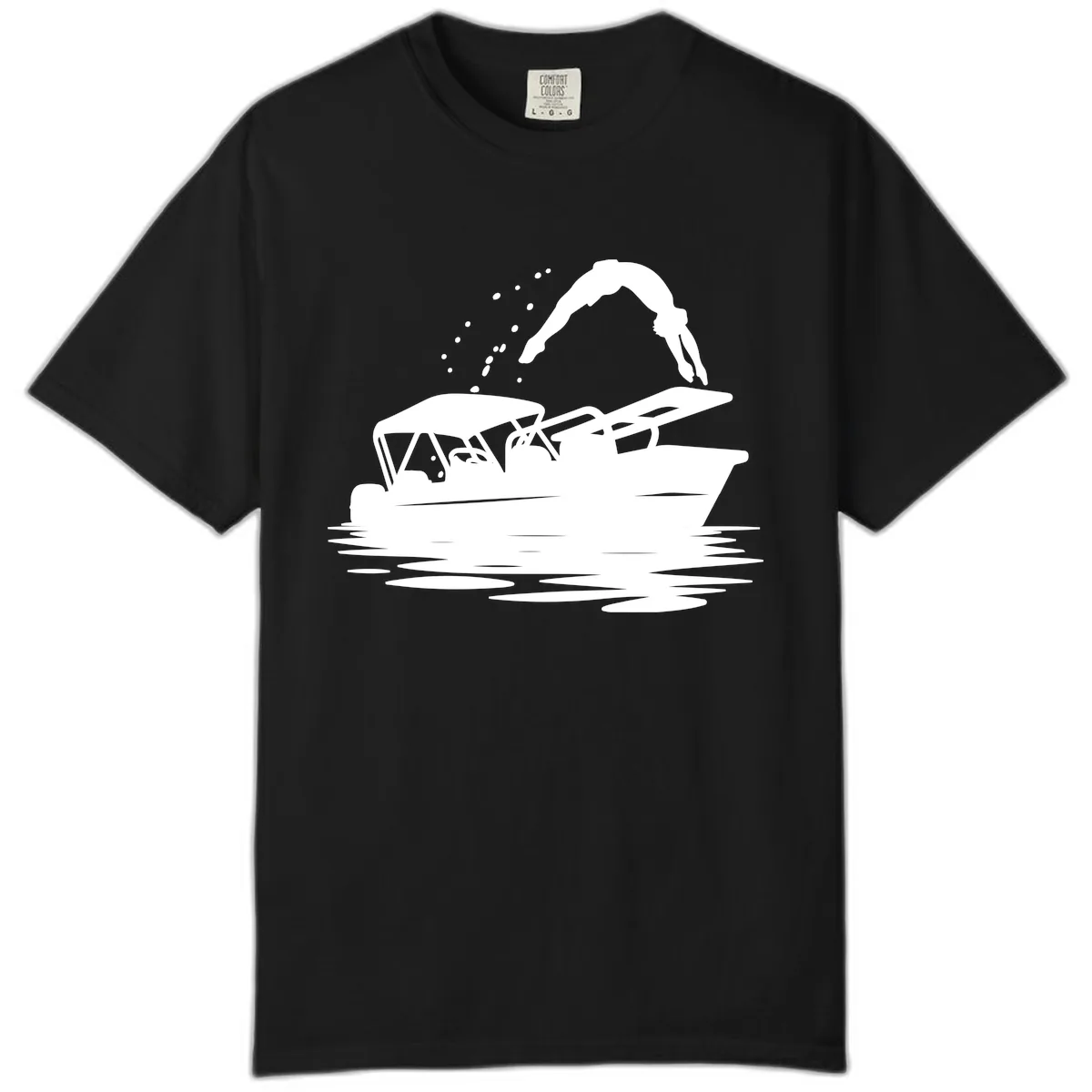 Diver Jumping Off Boat Comfort Color in Black