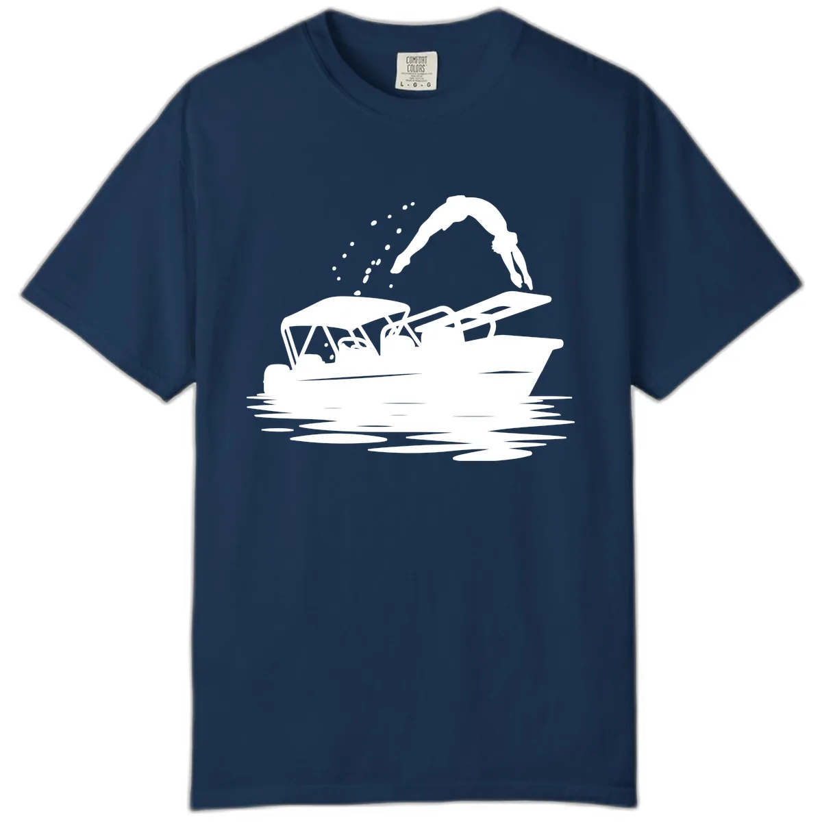 Diver Jumping Off Boat Comfort Color in Navy