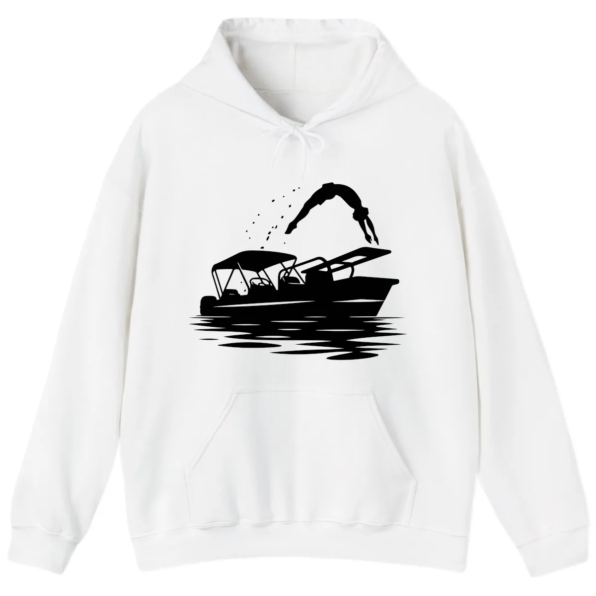 Diver Jumping Off Boat Hoodie in White