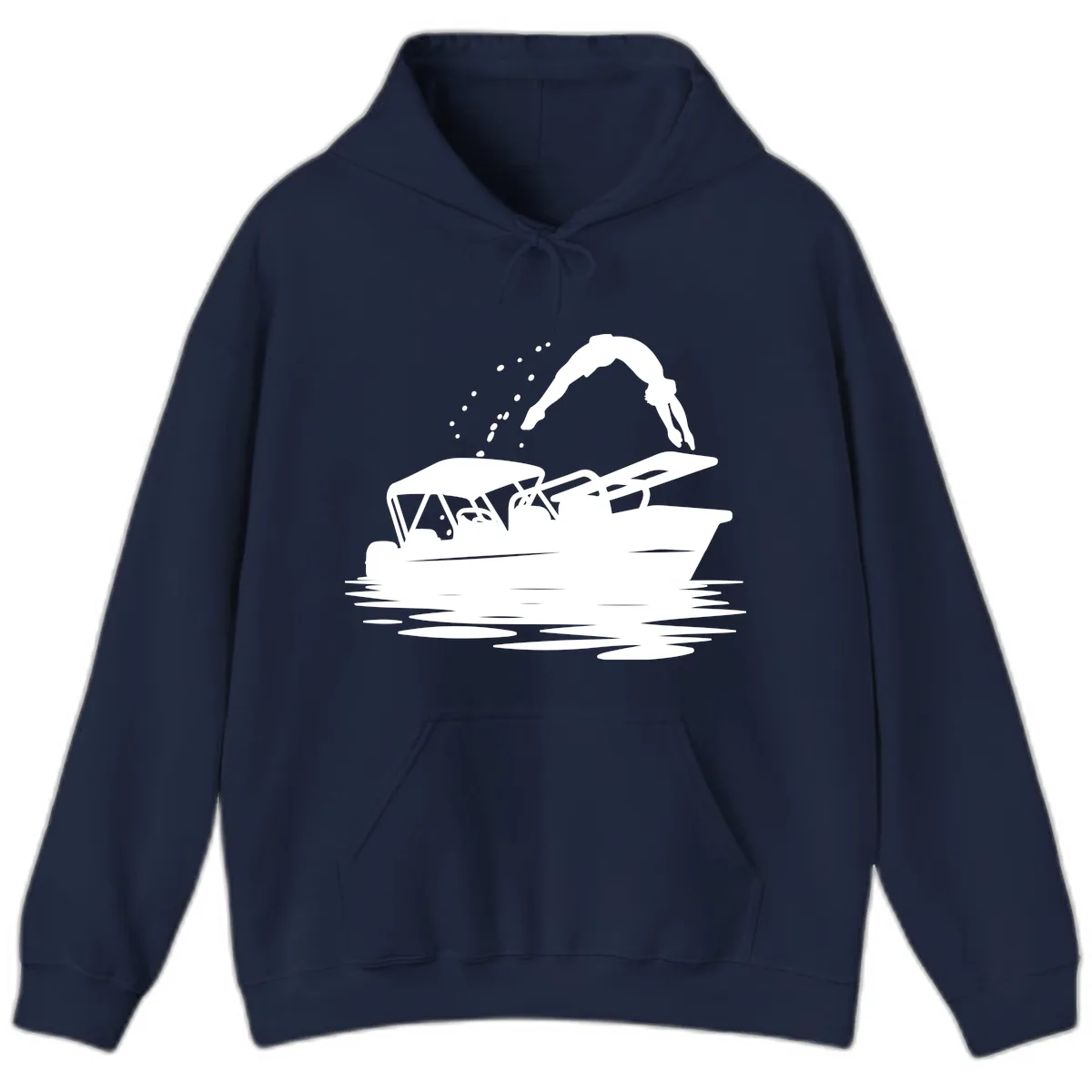 Diver Jumping Off Boat Hoodie in Navy