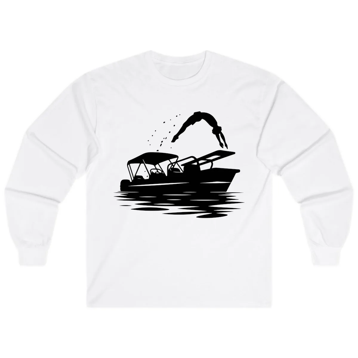 Diver Jumping Off Boat Long Sleeve in White