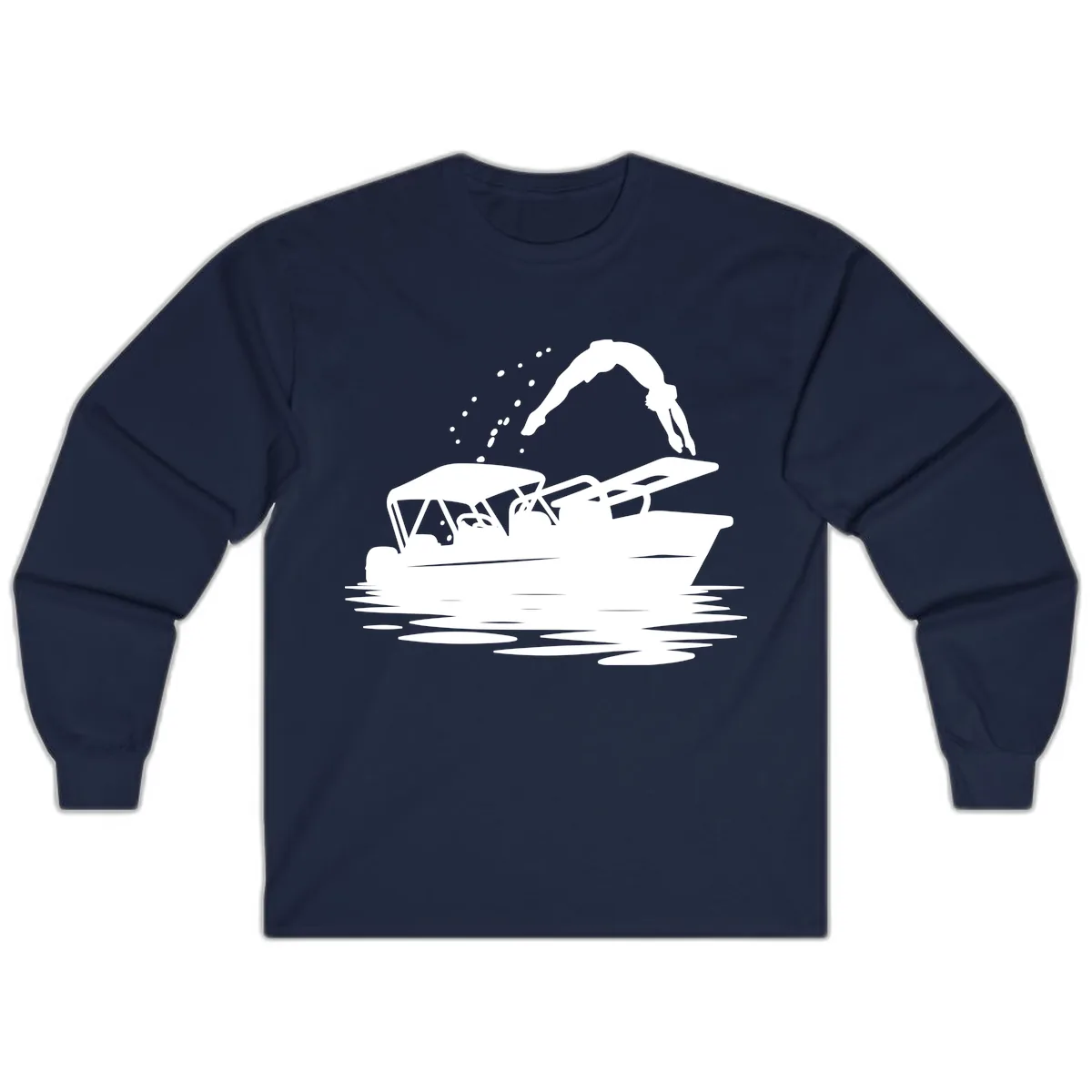 Diver Jumping Off Boat Long Sleeve in Navy