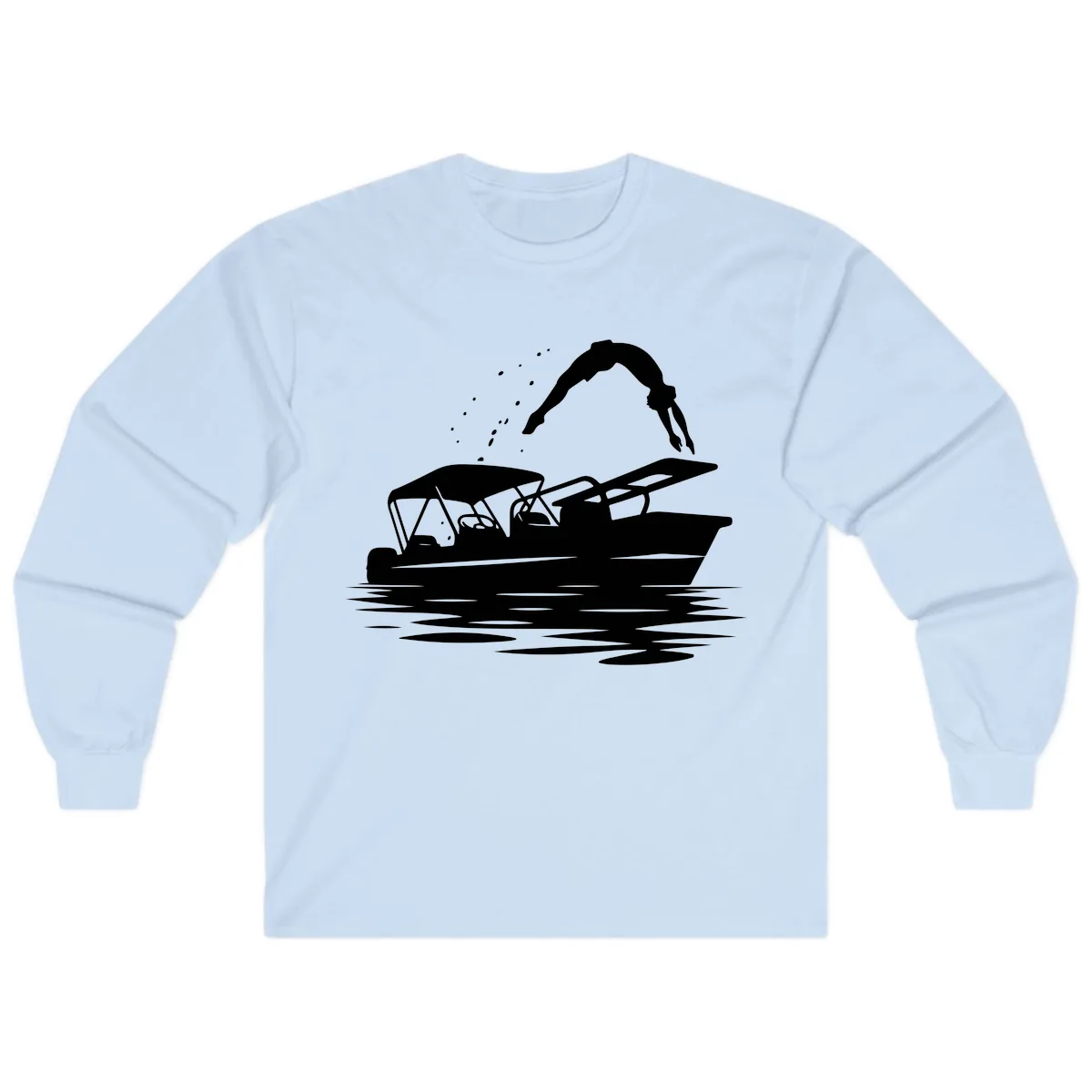 Diver Jumping Off Boat Long Sleeve in Light Blue