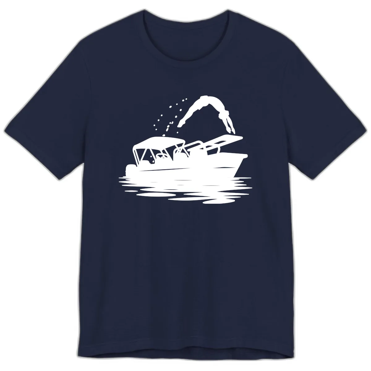 Diver Jumping Off Boat Premium T-Shirt in Navy