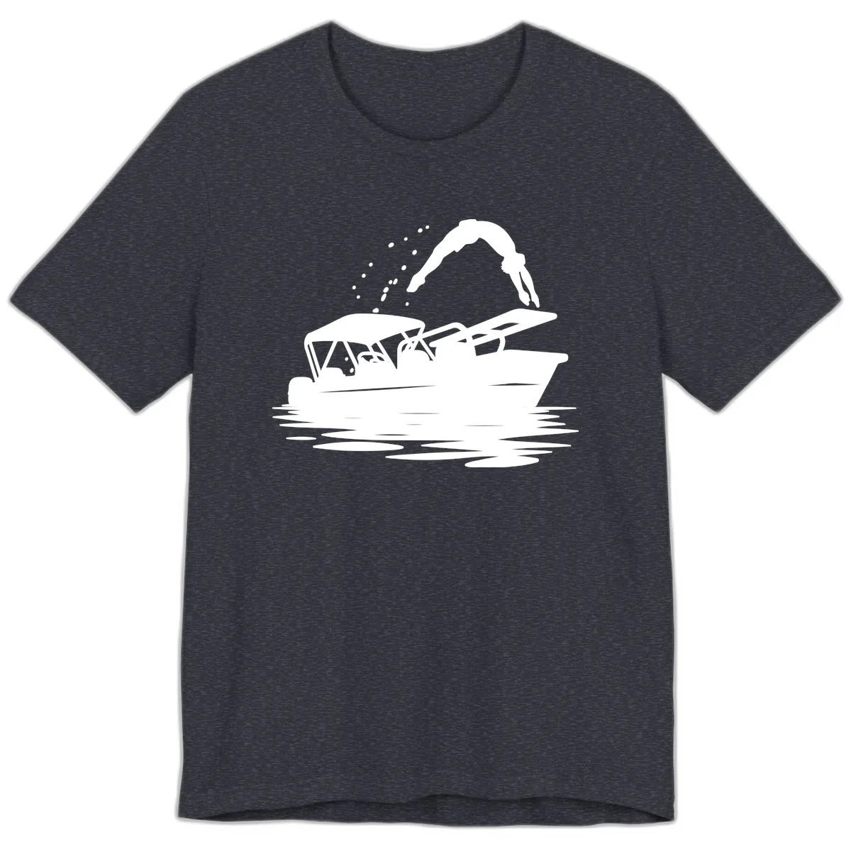 Diver Jumping Off Boat Premium T-Shirt in Heather Navy