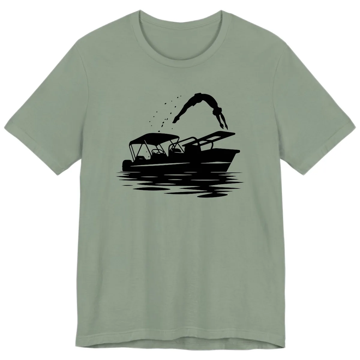 Diver Jumping Off Boat Premium T-Shirt in Sage
