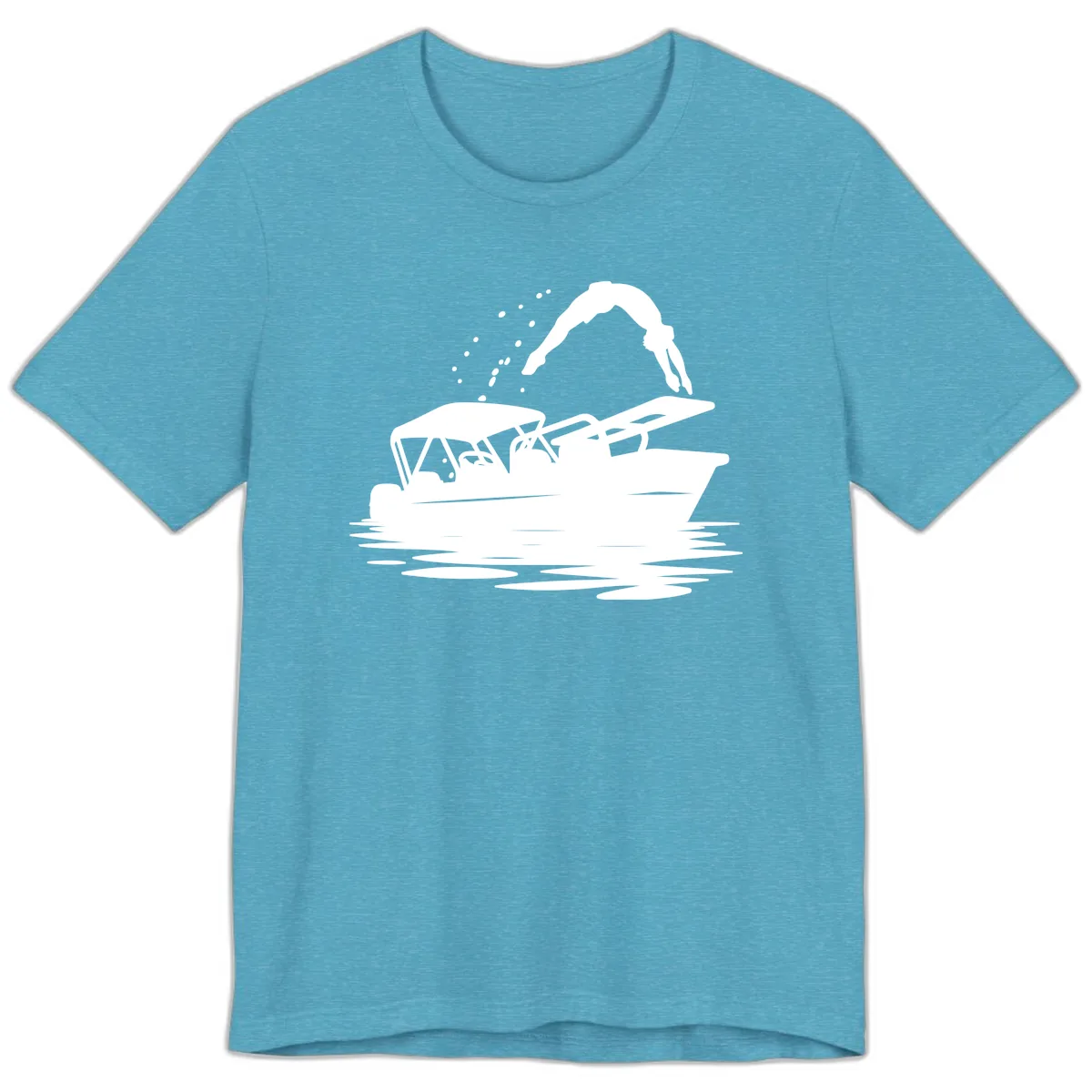 Diver Jumping Off Boat Premium T-Shirt in Heather Aqua