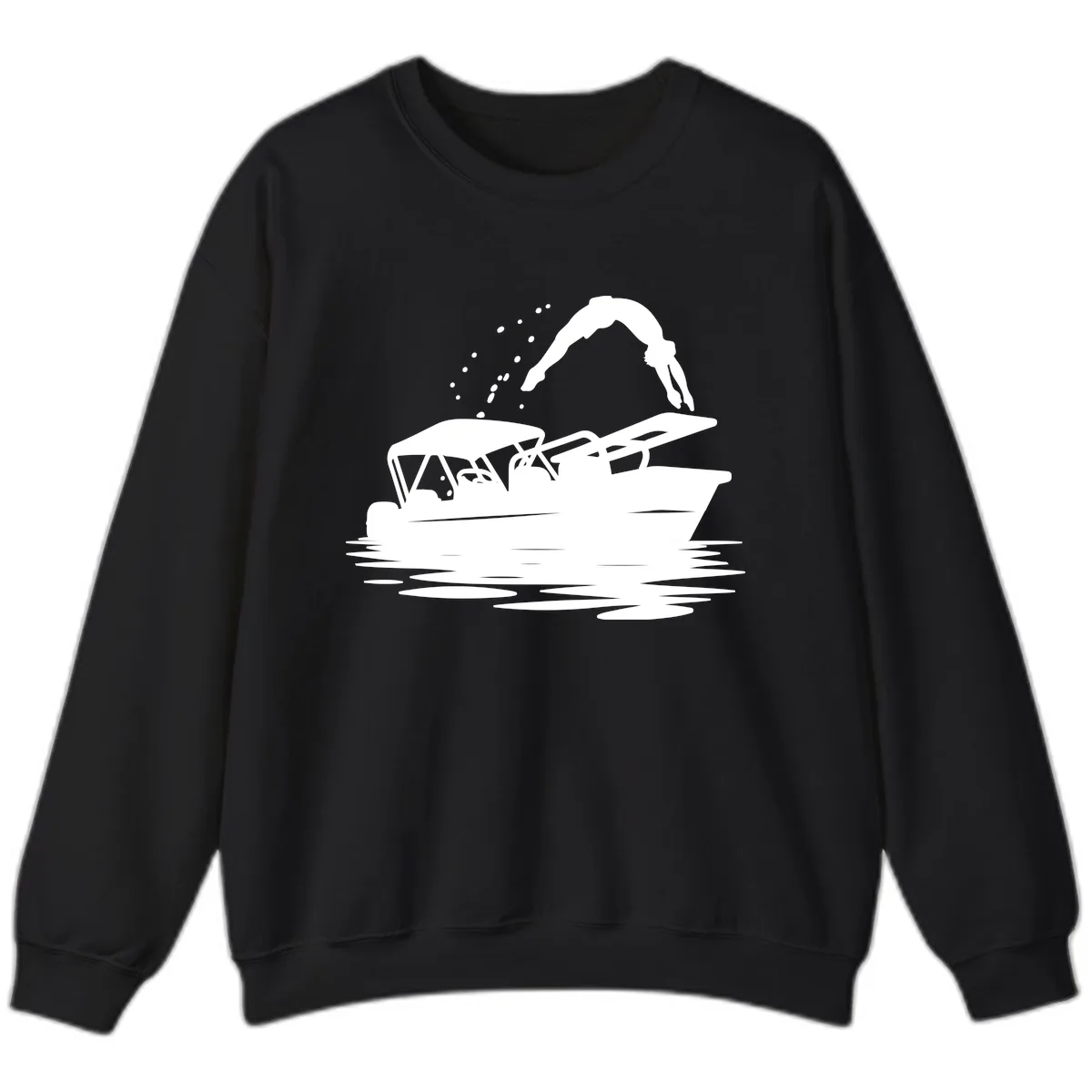 Diver Jumping Off Boat Sweatshirt in Black