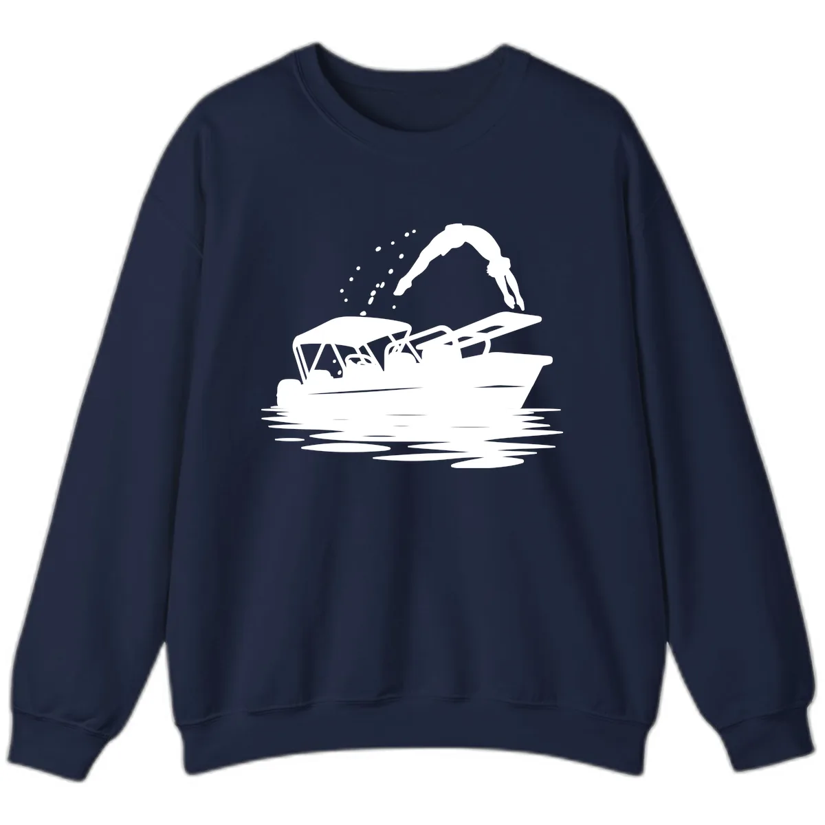 Diver Jumping Off Boat Sweatshirt in Navy