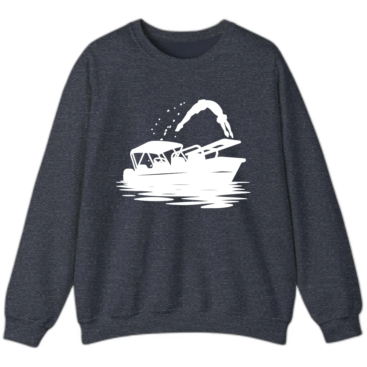 Diver Jumping Off Boat Sweatshirt in Heather Sport Dark Navy