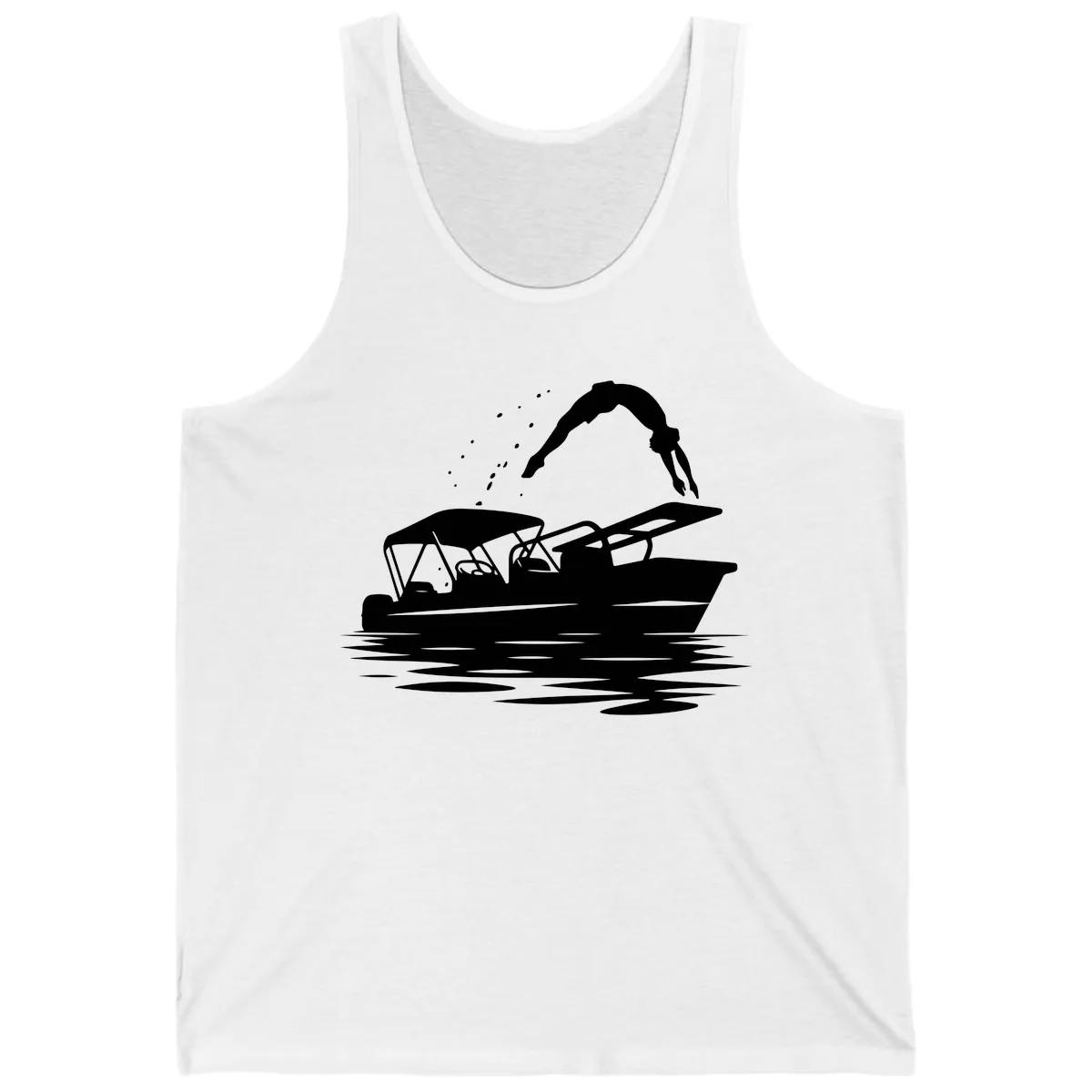 Diver Jumping Off Boat Tank in White