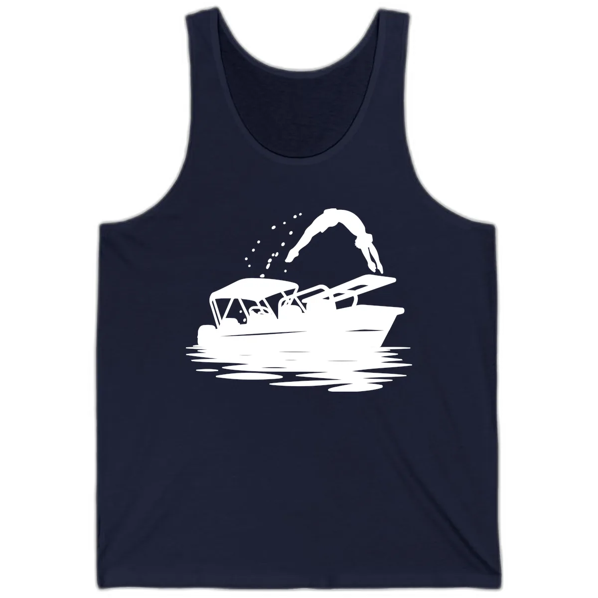 Diver Jumping Off Boat Tank in Navy