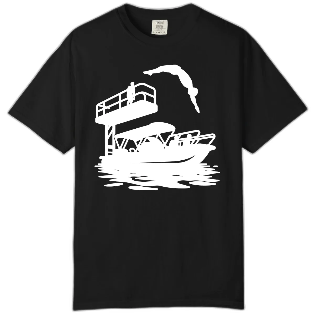 Diver Over Pontoon Boat Comfort Color in Black