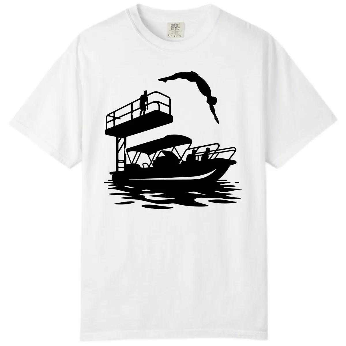 Diver Over Pontoon Boat Comfort Color in White