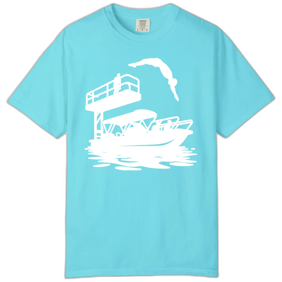 Diver Over Pontoon Boat Comfort Color in Lagoon Blue