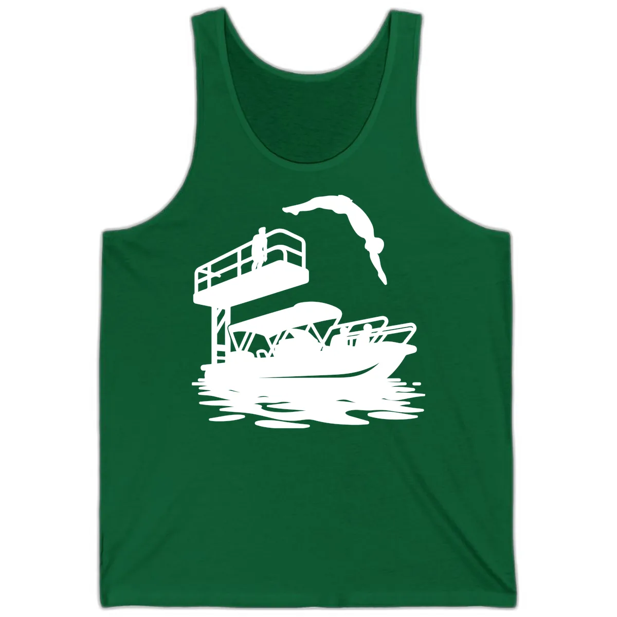 Diver Over Pontoon Boat Tank in Kelly