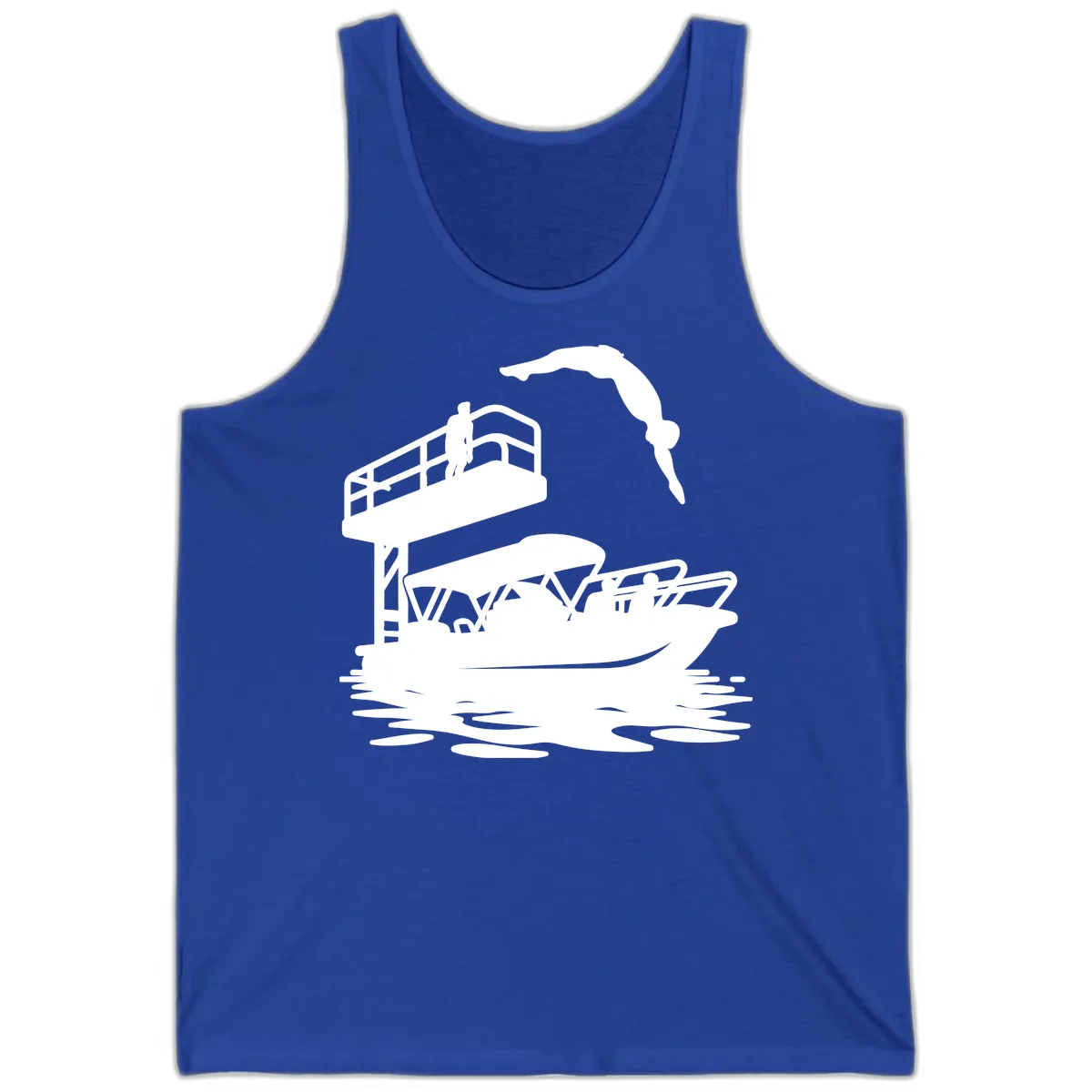 Diver Over Pontoon Boat Tank in True Royal