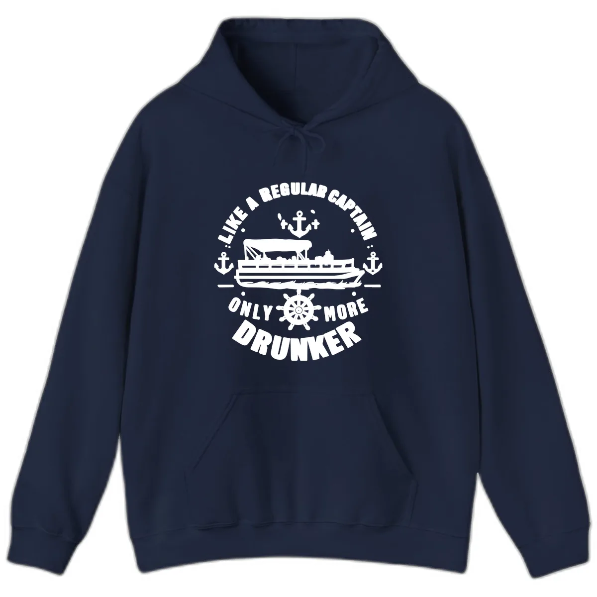 Like A Regular Captain Only More Drunker Hoodie in Navy