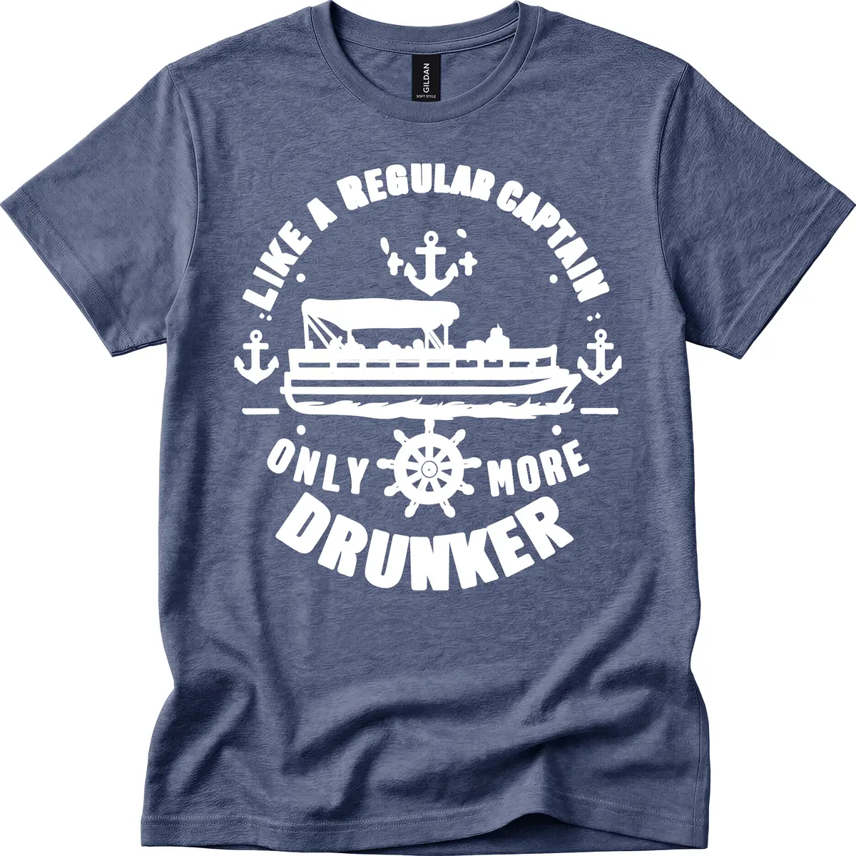 Like A Regular Captain Only More Drunker T-Shirt in Heather Navy