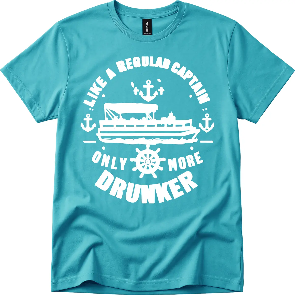 Like A Regular Captain Only More Drunker T-Shirt in Tropical Blue