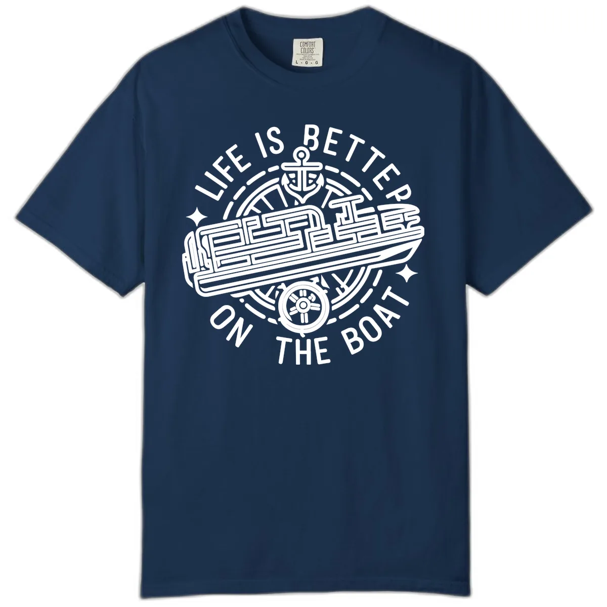 Life Is Better On The Boat Design Comfort Color in Navy