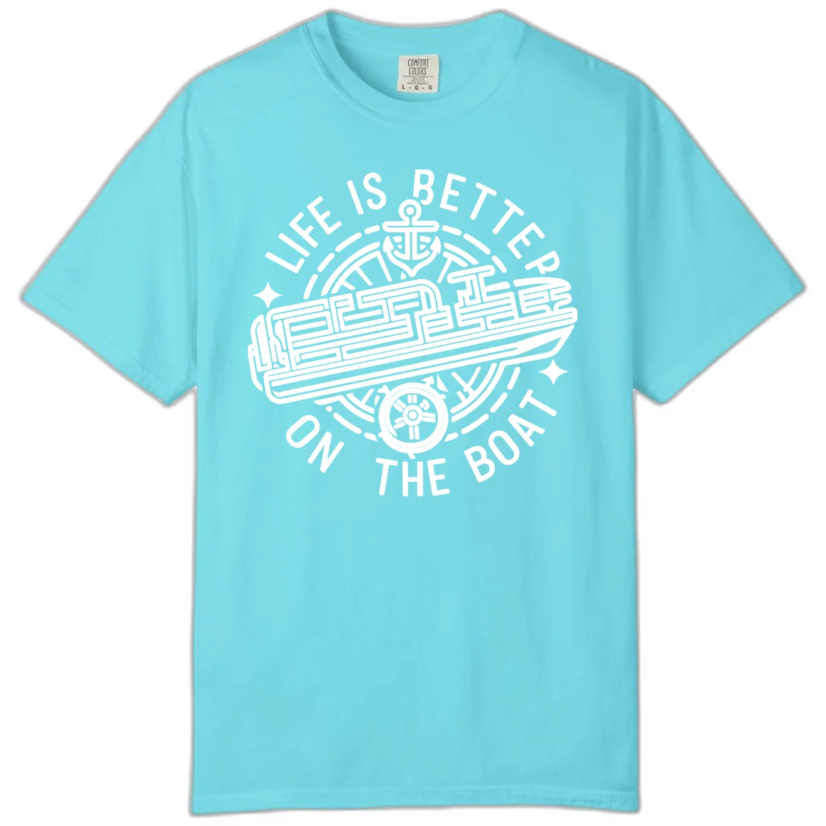 Life Is Better On The Boat Design Comfort Color in Lagoon Blue