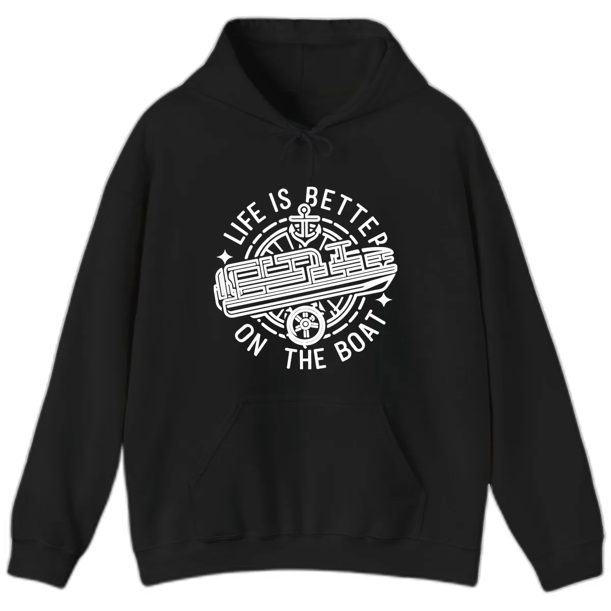 Life Is Better On The Boat Design Hoodie in Black