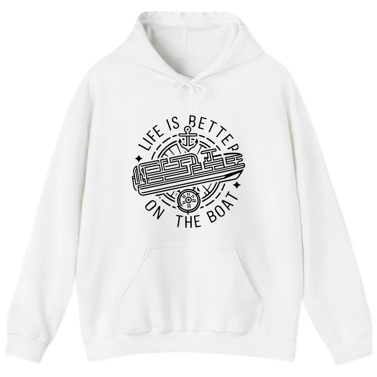 Life Is Better On The Boat Design Hoodie in White