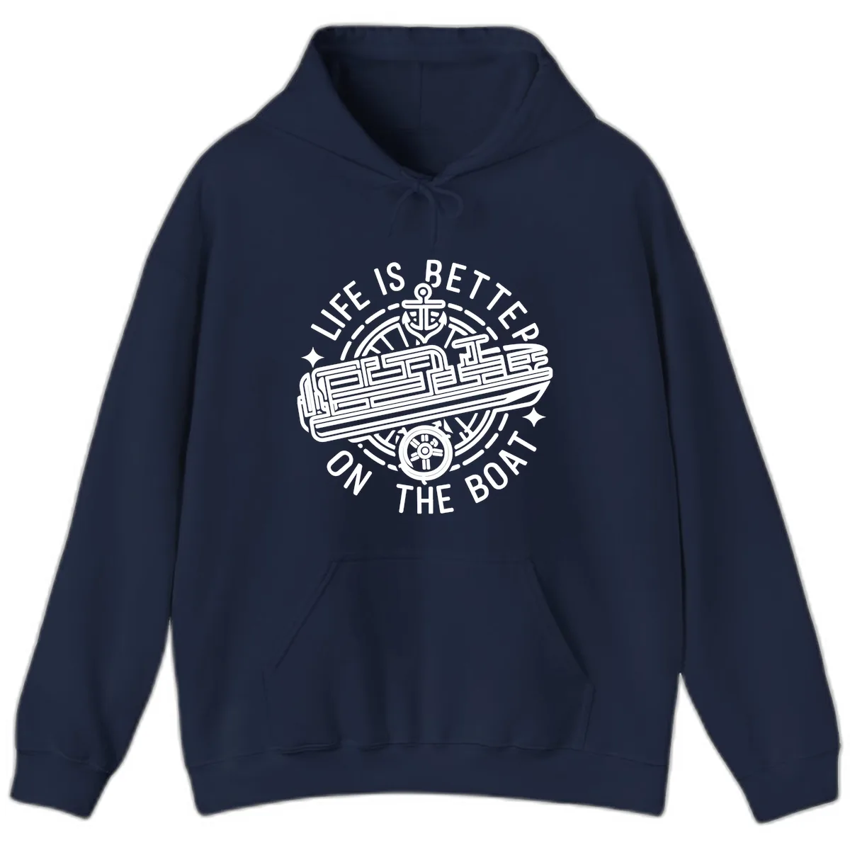 Life Is Better On The Boat Design Hoodie in Navy