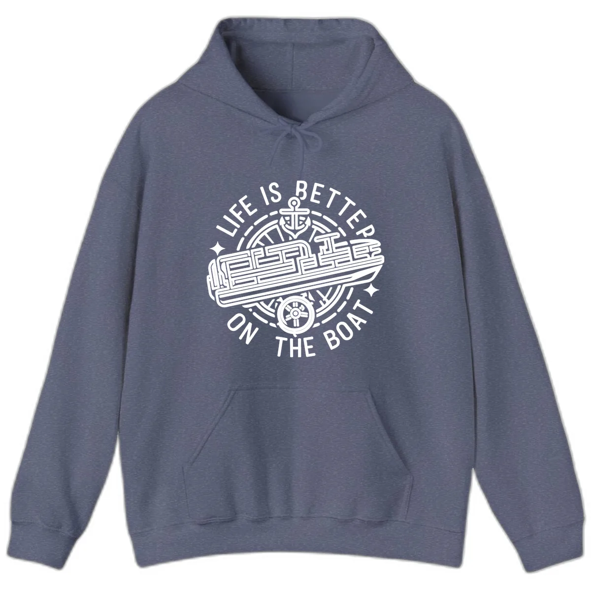 Life Is Better On The Boat Design Hoodie in Heather Navy