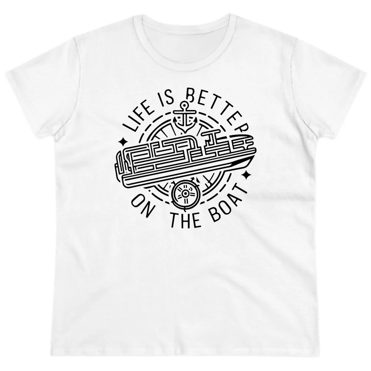 Life Is Better On The Boat Design Ladies Tee in White