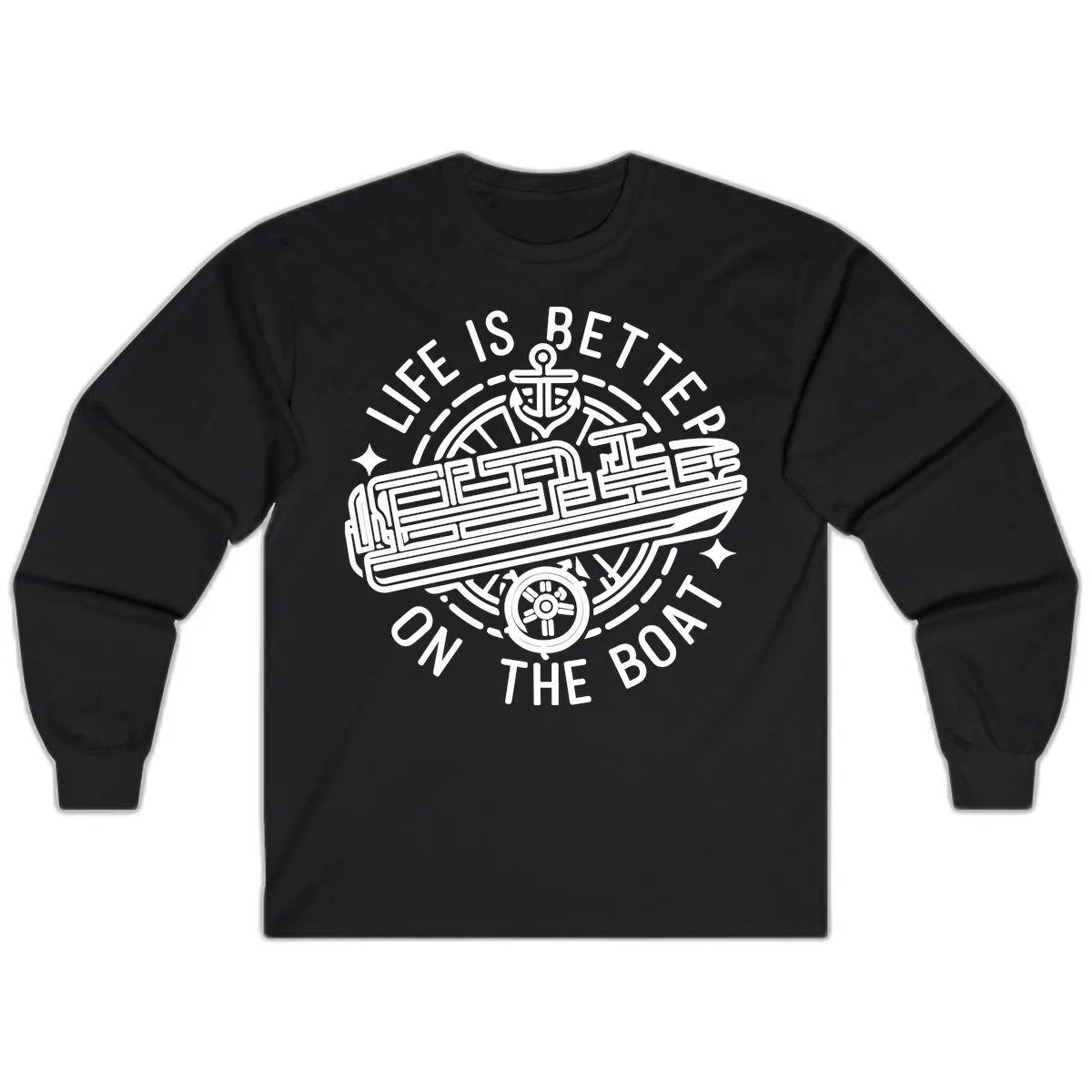 Life Is Better On The Boat Design Long Sleeve in Black