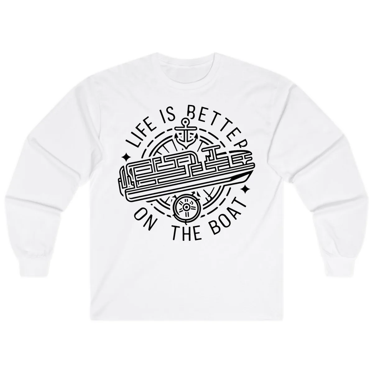 Life Is Better On The Boat Design Long Sleeve in White