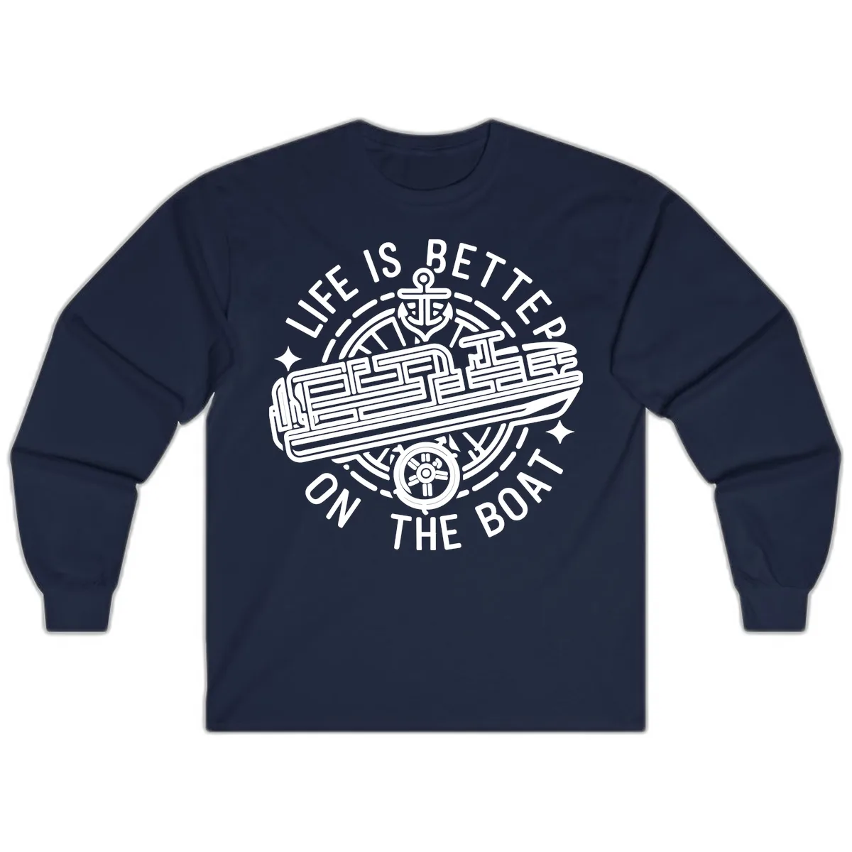 Life Is Better On The Boat Design Long Sleeve in Navy